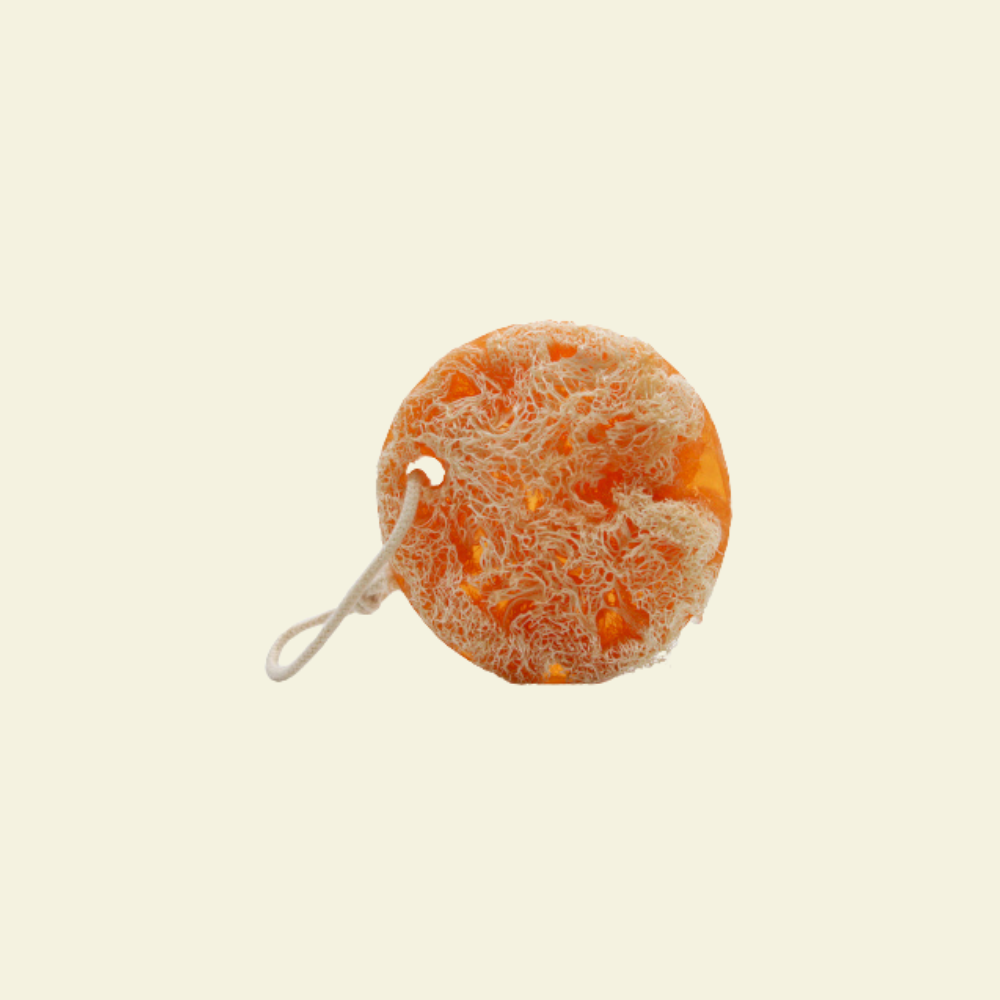 Pastilla de jabón con esponja de lufa aroma pomelo
