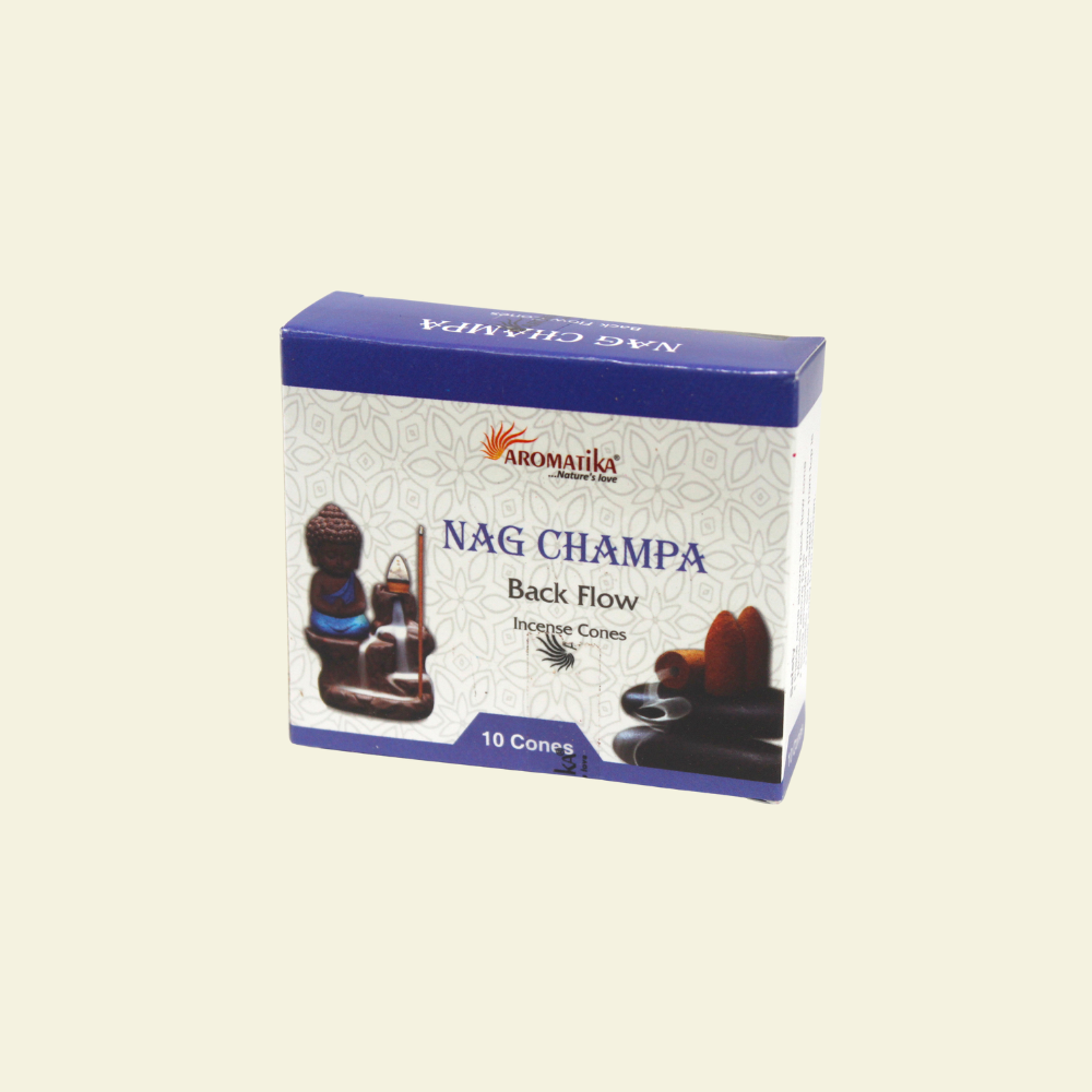Conos de Incienso de flujo Inverso - Nag Champa (Caja de 10 conos)