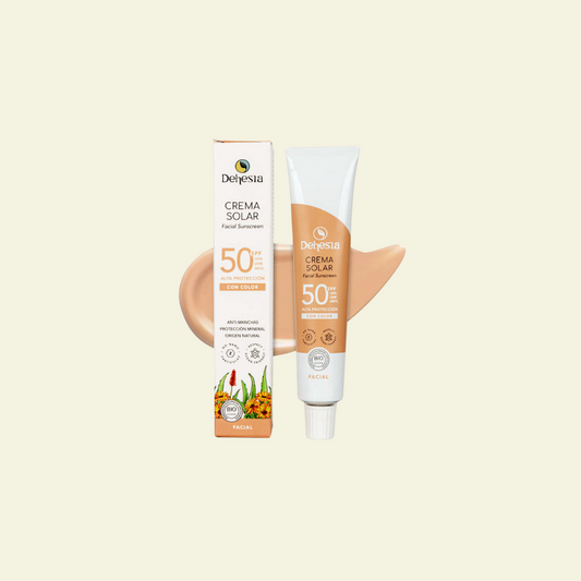 Crema Facial Solar SPF 50 con color 30 ml.