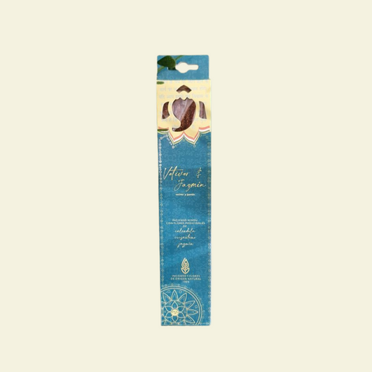 Incienso Hindú Vetiver y Jazmín con Flores Medicinales