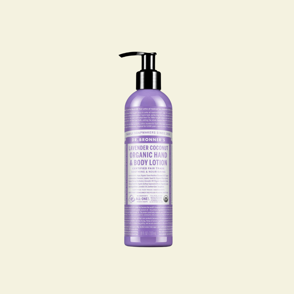 Loción corporal orgánica de lavanda y coco 240ml.