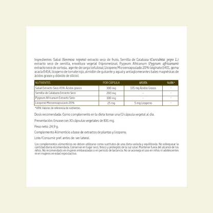 Prostaterum® 625 mg. 30 cápsulas vegetales