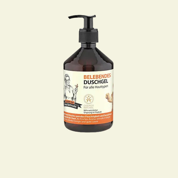 Gel de ducha energizante Oma Gertrude acerola y jengibre, limpia, hidrata y revitaliza la piel con efecto tonificante y fresco.