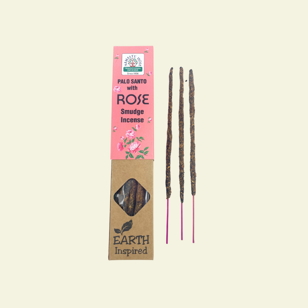 Varillas de incienso artesanal con rosa y palo santo aroma suave y armonizante